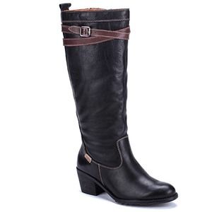 Pikolinos Andorra Women's Tall Leather Riding Boots Black Brown Size 39 US 8.5